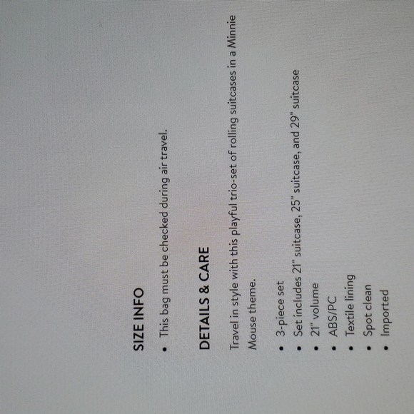 NEW FUL Hard Sided ABS Minnie Mouse 3-Piece Rolling Suitcase - Picture 8 of 8